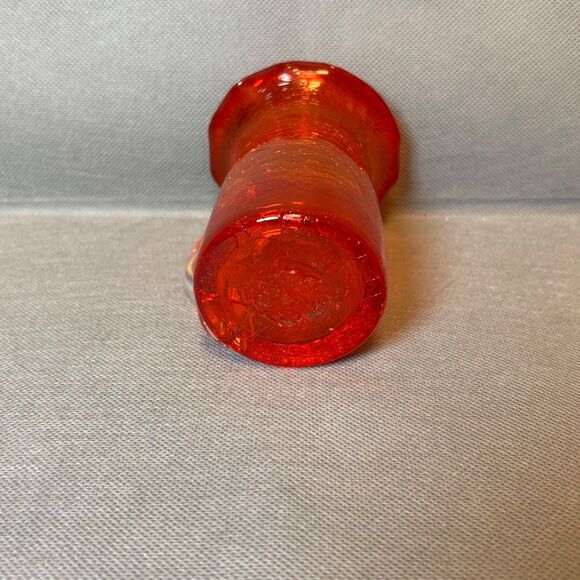 Vintage Hand Blown Ruby Red Crackle Glass Miniature Pitcher 3.5" Bud Vase - Picture 4 of 8